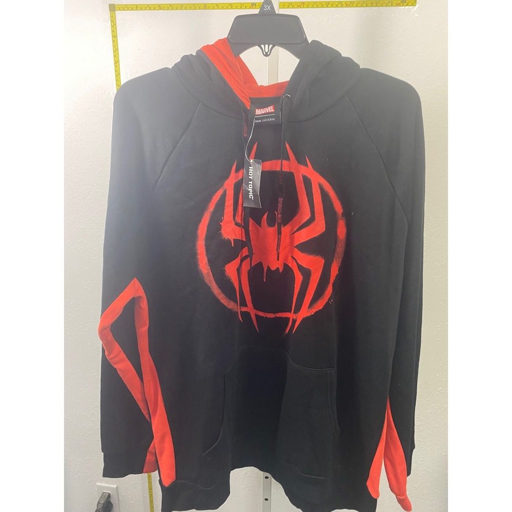 Marvel Our Universe Spider-Man Miles Morales Hoodie Black Red Hot Topic 3XL NEW